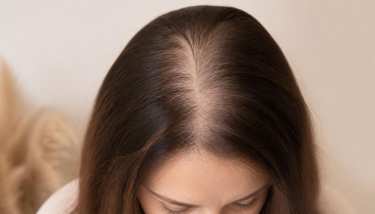 Afinamento capilar feminino no topo da cabeça
